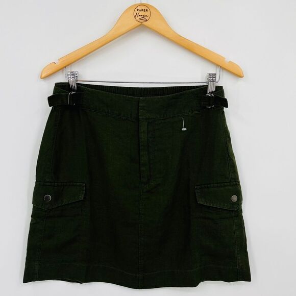 NWOT Athleta Voyager 100% Linen Skirt Essential Cargo Pocket Green, Size 6 - Picture 4 of 10